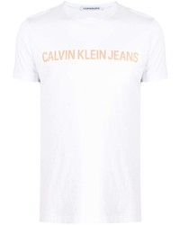 Мужская белая футболка с круглым вырезом с принтом от Calvin Klein Jeans