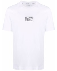 Мужская белая футболка с круглым вырезом с принтом от Calvin Klein