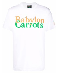 Мужская белая футболка с круглым вырезом с принтом от Carrots