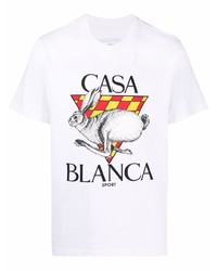 Мужская белая футболка с круглым вырезом с принтом от Casablanca