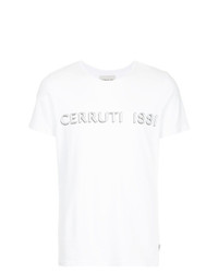 Мужская белая футболка с круглым вырезом с принтом от Cerruti 1881