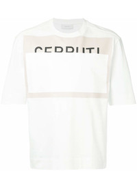 Мужская белая футболка с круглым вырезом с принтом от Cerruti
