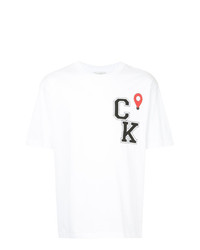Мужская белая футболка с круглым вырезом с принтом от CK Calvin Klein