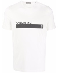 Мужская белая футболка с круглым вырезом с принтом от Corneliani