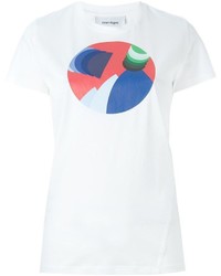 Женская белая футболка с круглым вырезом с принтом от Courreges