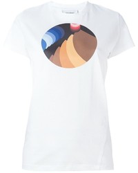 Женская белая футболка с круглым вырезом с принтом от Courreges