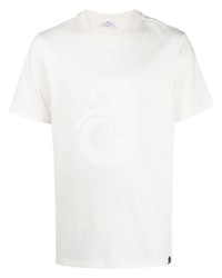 Мужская белая футболка с круглым вырезом с принтом от Courrèges