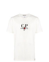 Мужская белая футболка с круглым вырезом с принтом от CP Company