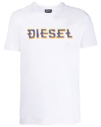 Мужская белая футболка с круглым вырезом с принтом от Diesel