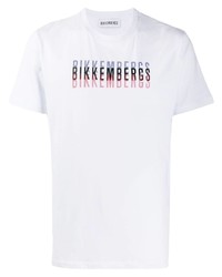 Мужская белая футболка с круглым вырезом с принтом от Dirk Bikkembergs