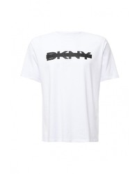 Мужская белая футболка с круглым вырезом с принтом от DKNY