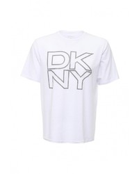 Мужская белая футболка с круглым вырезом с принтом от DKNY