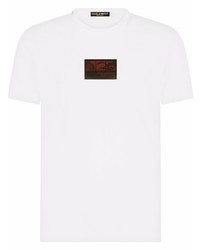 Мужская белая футболка с круглым вырезом с принтом от Dolce & Gabbana