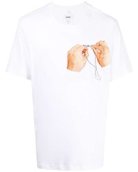 Мужская белая футболка с круглым вырезом с принтом от Doublet
