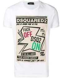 Мужская белая футболка с круглым вырезом с принтом от DSQUARED2