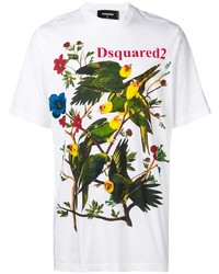 Мужская белая футболка с круглым вырезом с принтом от DSQUARED2