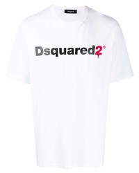 Мужская белая футболка с круглым вырезом с принтом от DSQUARED2
