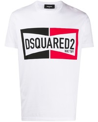 Мужская белая футболка с круглым вырезом с принтом от DSQUARED2