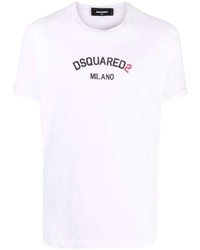 Мужская белая футболка с круглым вырезом с принтом от DSQUARED2