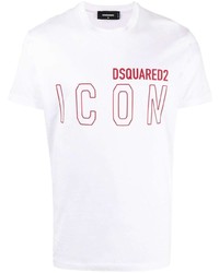 Мужская белая футболка с круглым вырезом с принтом от DSQUARED2