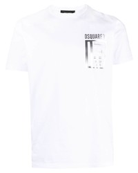 Мужская белая футболка с круглым вырезом с принтом от DSQUARED2