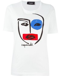 Женская белая футболка с круглым вырезом с принтом от Dsquared2
