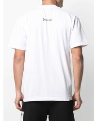 Мужская белая футболка с круглым вырезом с принтом от DOMREBEL