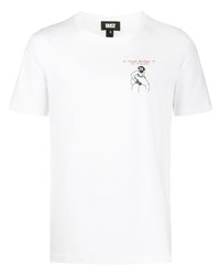 Мужская белая футболка с круглым вырезом с принтом от Dust