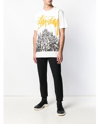 Мужская белая футболка с круглым вырезом с принтом от Stussy