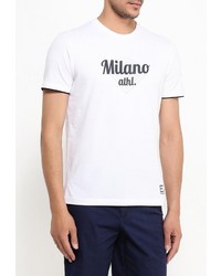 Мужская белая футболка с круглым вырезом с принтом от EA7