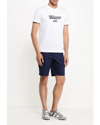 Мужская белая футболка с круглым вырезом с принтом от EA7