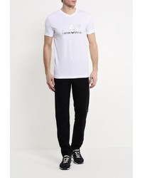 Мужская белая футболка с круглым вырезом с принтом от EA7