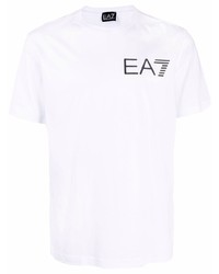 Мужская белая футболка с круглым вырезом с принтом от Ea7 Emporio Armani