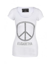 Женская белая футболка с круглым вырезом с принтом от Elisabetha Collection