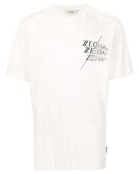Мужская белая футболка с круглым вырезом с принтом от Ermenegildo Zegna
