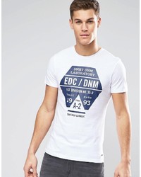Мужская белая футболка с круглым вырезом с принтом от Esprit
