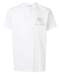 Мужская белая футболка с круглым вырезом с принтом от Etro