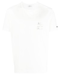 Мужская белая футболка с круглым вырезом с принтом от Etro