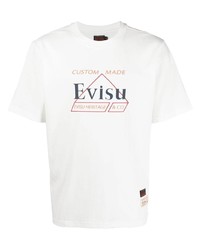 Мужская белая футболка с круглым вырезом с принтом от Evisu