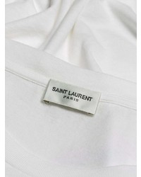 Мужская белая футболка с круглым вырезом с принтом от Saint Laurent