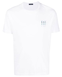Мужская белая футболка с круглым вырезом с принтом от Fay