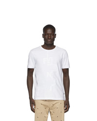 Мужская белая футболка с круглым вырезом с принтом от Fendi