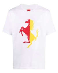 Мужская белая футболка с круглым вырезом с принтом от Ferrari