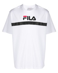 Мужская белая футболка с круглым вырезом с принтом от Fila