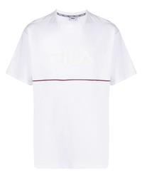 Мужская белая футболка с круглым вырезом с принтом от Fila