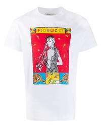 Мужская белая футболка с круглым вырезом с принтом от Fiorucci