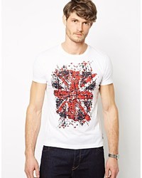 Мужская белая футболка с круглым вырезом с принтом от French Connection