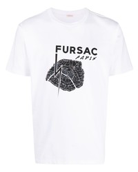 Мужская белая футболка с круглым вырезом с принтом от FURSAC