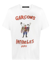 Мужская белая футболка с круглым вырезом с принтом от Garcons Infideles