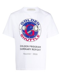 Мужская белая футболка с круглым вырезом с принтом от Golden Goose